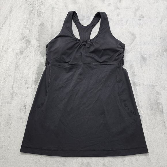 lululemon athletica Tops - Lululemon Turbo Tank Top Womens 8 Black Shelf Bra Removable Pads Racerback Yoga